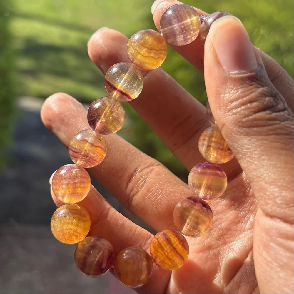 HQ Banded Fluorite Crystal Bracelet 13mm - Picture 6 of 13
